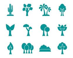 bundle of trees silhouette style icons vector