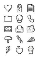 paquete de iconos de conjunto de doodle vector