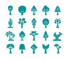 bundle of trees silhouette style icons vector