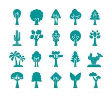 bundle of trees silhouette style icons vector