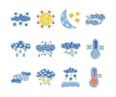 bundle of weather symbols set icons vector