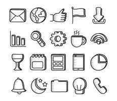 bundle of doodle set icons vector