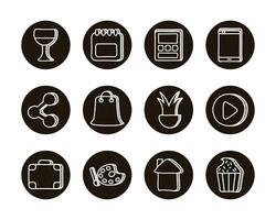 bundle of doodle set icons vector