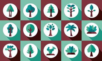 bundle of trees silhouette style icons and lettering vector