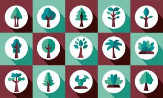 bundle of trees silhouette style icons and lettering vector