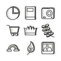 bundle of doodle set icons vector