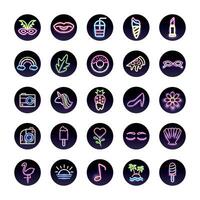 bundle of neon lights set icons vector