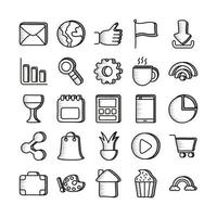 paquete de iconos de conjunto de doodle vector