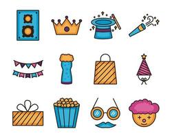 bundle of party set icons vector