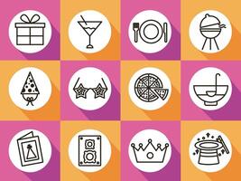 bundle of party set icons and lettering vector