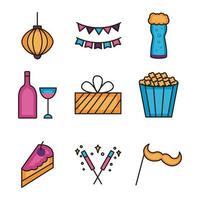 bundle of party set icons vector