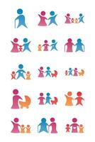 bundle of parents figures silhouettes degradient style vector