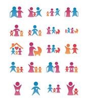 bundle of parents figures silhouettes degradient style vector