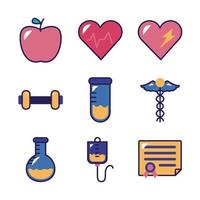 paquete de iconos de conjunto médico vector