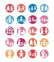 bundle of parents figures silhouettes block style vector