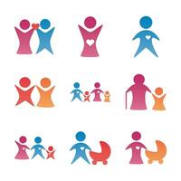 bundle of parents figures silhouettes degradient style vector