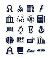 bundle of schoolsilhouette style set icons vector