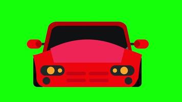 Running red color car animation with green screen background. video