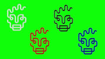 Mann Gesicht Umriss Symbol Animation Videoclip in hoher Auflösung mit grünem Hintergrund. video
