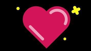 animado icono de corazón rosa brillante. video