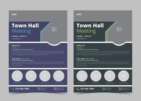 Town hall meeting flyer template. Town hall meeting flyer samples. Conference poster leaflet design vector