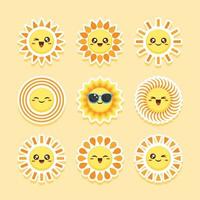 Cute Sun Sticker Collection vector