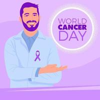 Cartel del día mundial del cáncer del 4 de febrero vector