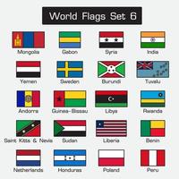 banderas del mundo. estilo simple y diseño plano. contorno grueso.