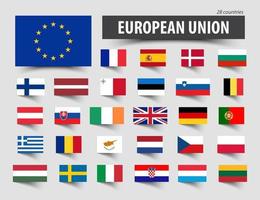 Flags of European Union and memberships. vector