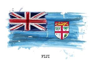 Watercolor painting flag of Fiji vector