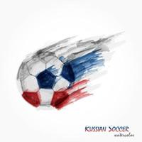 Realistic watercolor painting of powerful Russian football or soccer shot. vector