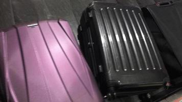 Luggage on baggage carousel at airport arrival. video