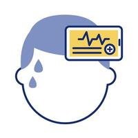 man with pulse cardio line style icon vector