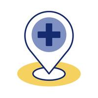 medical cross symbol in pin location line style vector