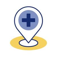 medical cross symbol in pin location line style vector