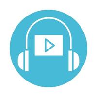 media player and headphone education online block style vector