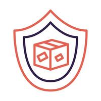 box carton in shield line style vector
