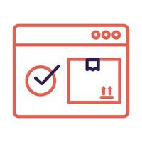 webpage with box carton delivery line style vector