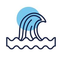 sea wave water block line style vector