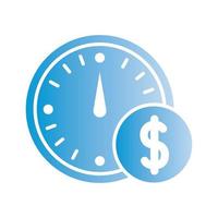 tiempo con dinero símbolo icono de estilo de silueta vector