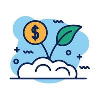 coin plant detail style icon vector