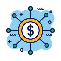 coin dollar symbol detail style icon vector