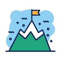 mountain with flag detail style icon vector