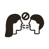 persons coughing sick with denied symbol line style icon vector