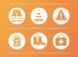 bundle of protection tools set icons vector