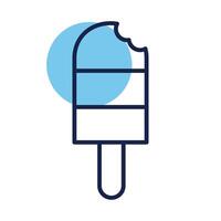 helado en icono de estilo de línea de bloque de palo vector