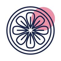 seal of flower block line style icon vector