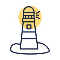 lighthouse beach block line style icon vector