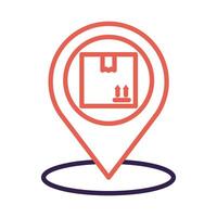pin location with box delivery service line style vector