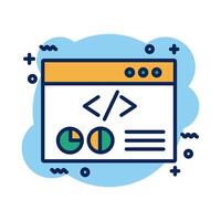 webpage template with statistics detail style icon vector